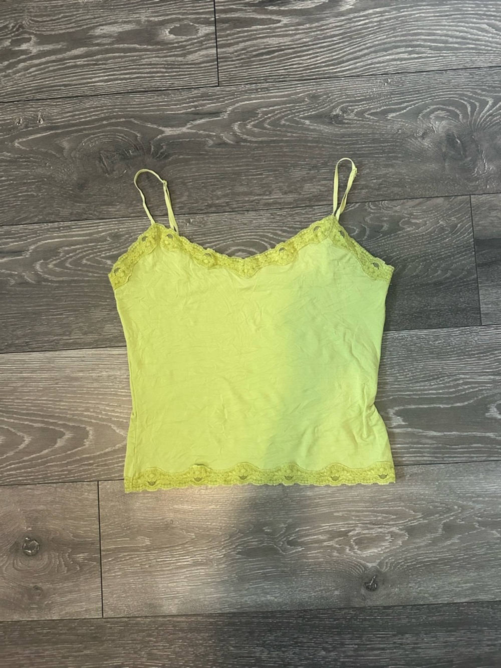 Smart Set Lime Green Lace Trim Spaghetti Strap Camisole